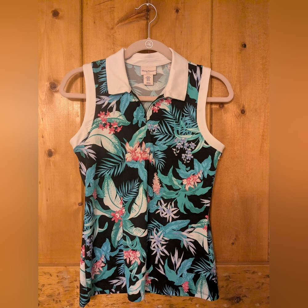 Tommy Bahama Floral Tank Top - Black, Green, Pink